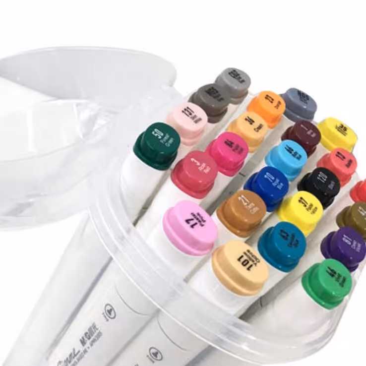 ماژیک 24 رنگ آمیزی هنری سطلی دو سر گرد و تخت 