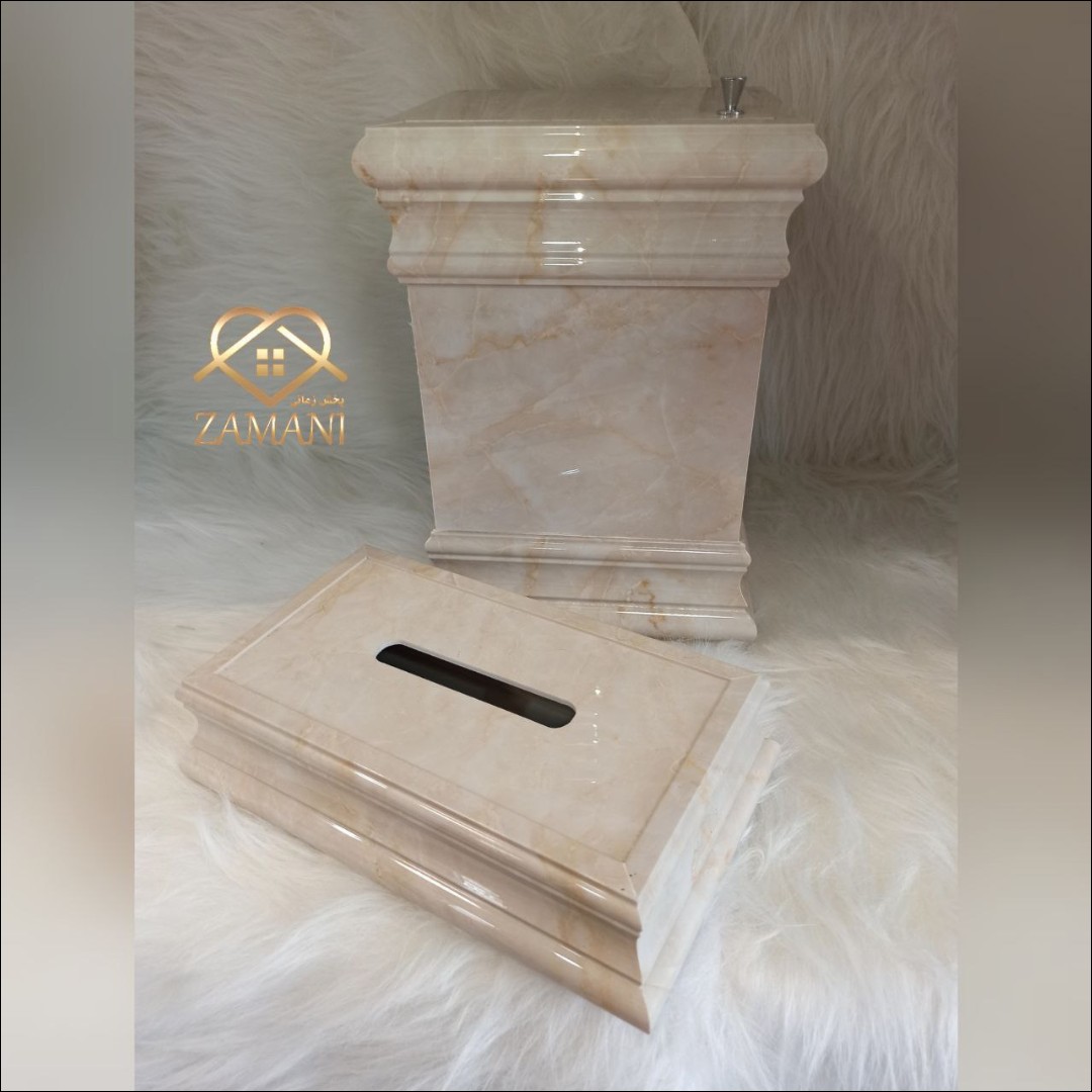 ست سطل و جا دستمال طرح سنگ کد 203
