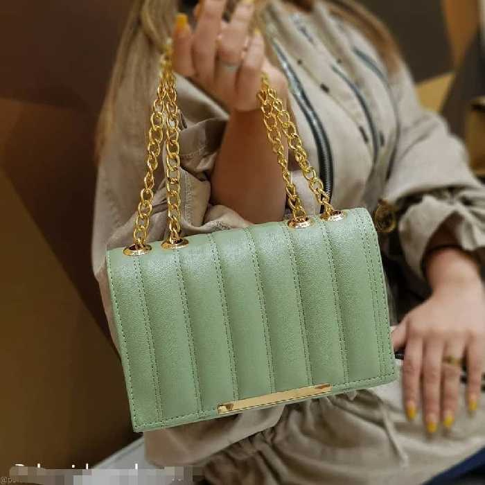 کیف مجلسی زنانه زنجیری سبز پسته ای