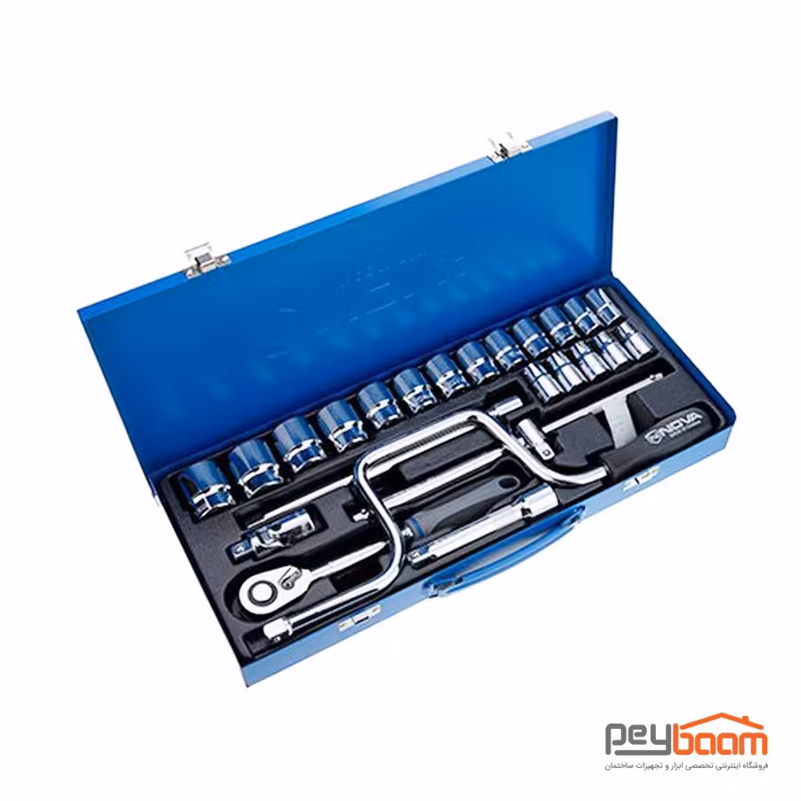 مجموعه 24 عددی آچار بکس نووا مدل NTS-7001 شش گوش