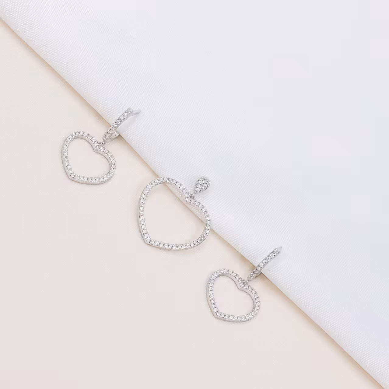 نیم ست نقره میکرو طرح قلب  کد  S-10266-7