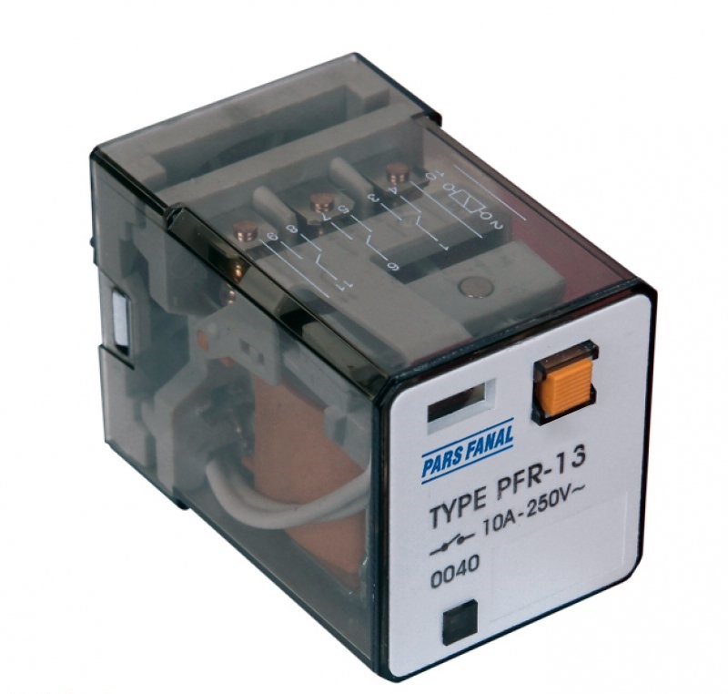 رله شیشه ای سه کنتاکت پارس فانال 110 ولت متناوب مدل PFR-13 - فروشگاه شیرازیان