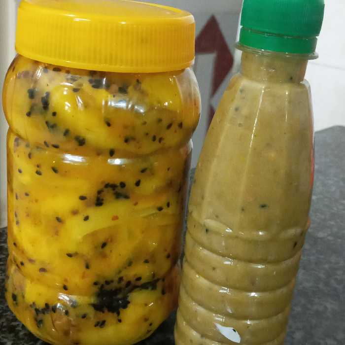 ترشی انبه زیتونی (750 گرمی)و سس انبه(250گرمی)