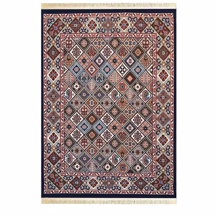 گلیم ماشینی -هشت رنگ-طرح محراب سرمه ای -در سایزهای مختلف-ارسال پس کرایه