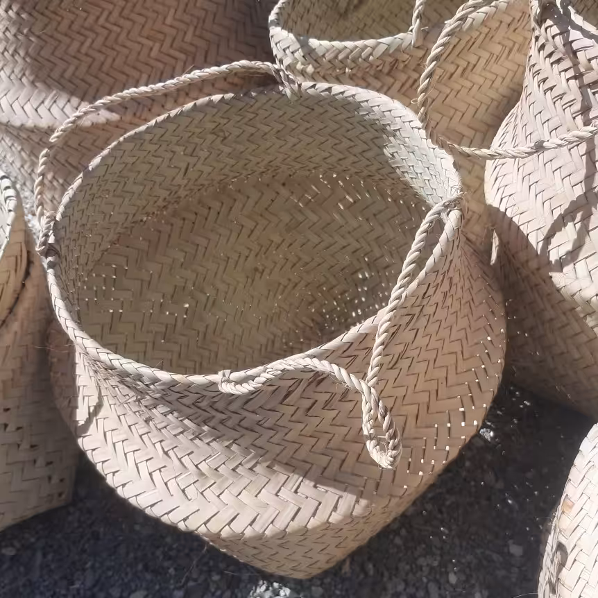 گلدان خمره ای حصیری
