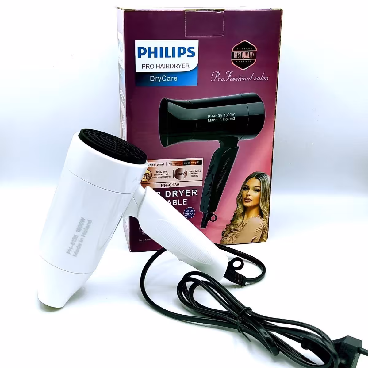 سشوار مسافرتی فلیپس قابلیت استفاده چهار حالته در دو رنگ سفید و مشکی 