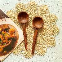 قاشق چوبی دستساز بارلی دسته خشتی(1عددی)  چوب گردو 20 سانتی