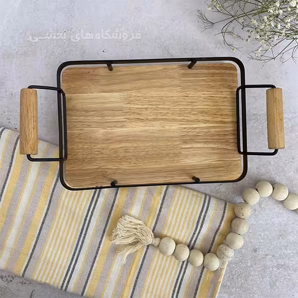 سینی مدل کف و دسته چوبی ایکیا سایز کوچک