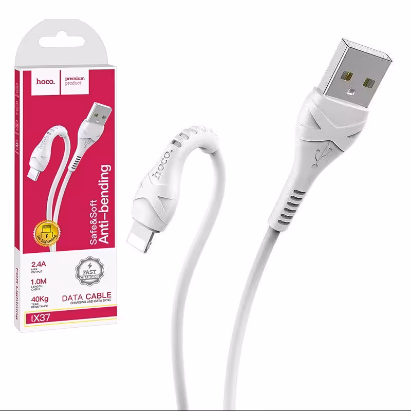 کابل شارژر IPHONE هوکو مدل X37 به طول 1 متر