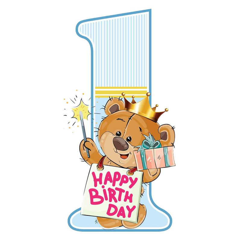 استند رومیزی تولد مدل عدد 1 طرح تدی پسر