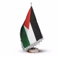 پرچم رومیزی کشور فلسطین ریشه زرد با پایه سنگی افراتوس