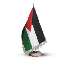 پرچم رومیزی کشور فلسطین ریشه زرد با پایه سنگی افراتوس
