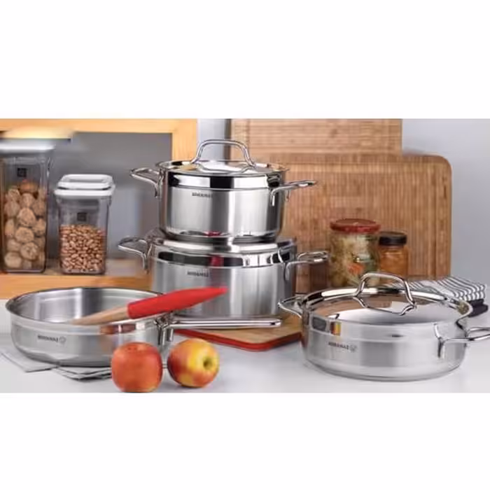 سرویس استیل 9 پارچه آلفا کرکماز کد 1660(کد5وkوvis) 