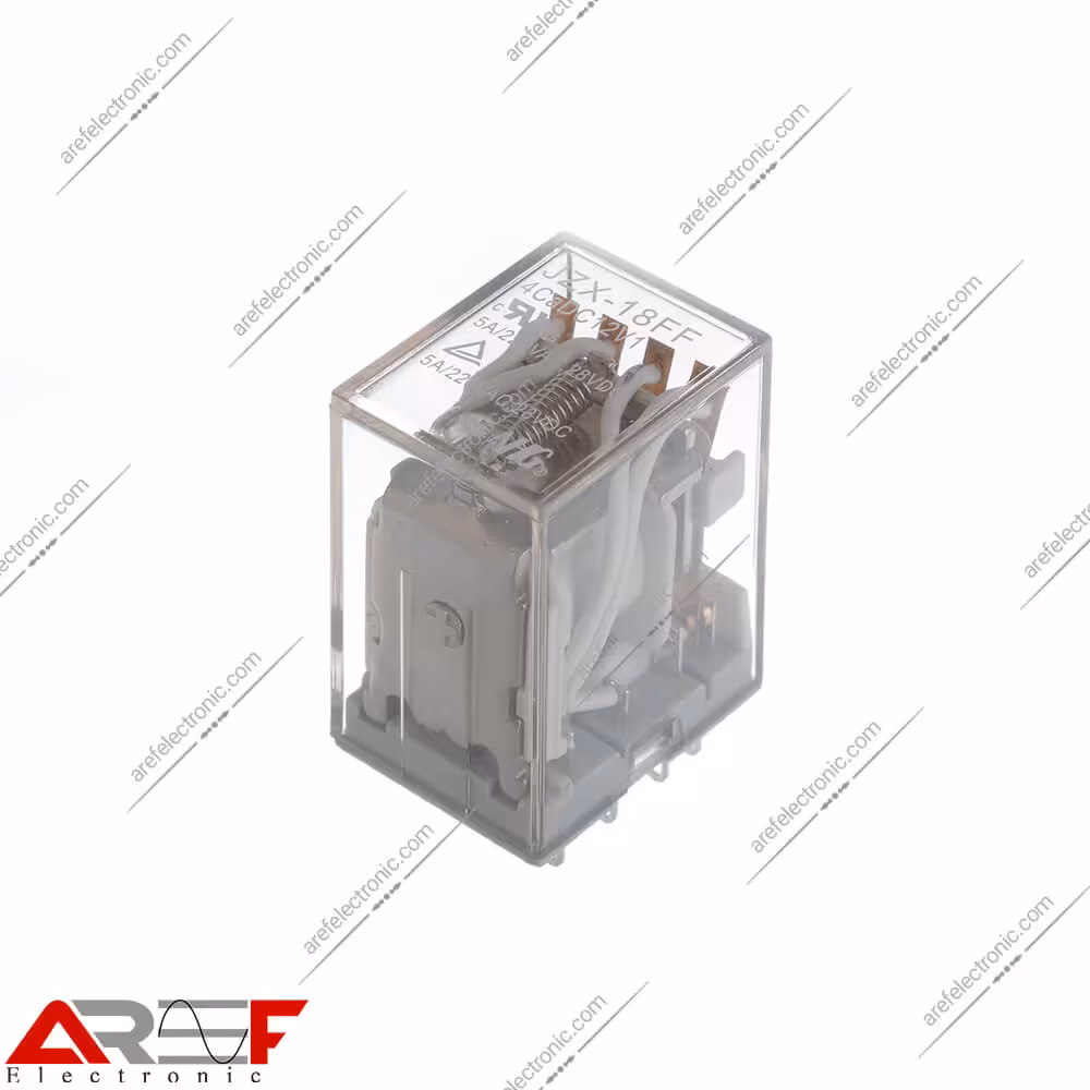 رله NHG مدل JQX-18FF 4CaDC12V1 دارای 12 ولت 5 آمپر 14 پین - فروشگاه عارف الکترونیک