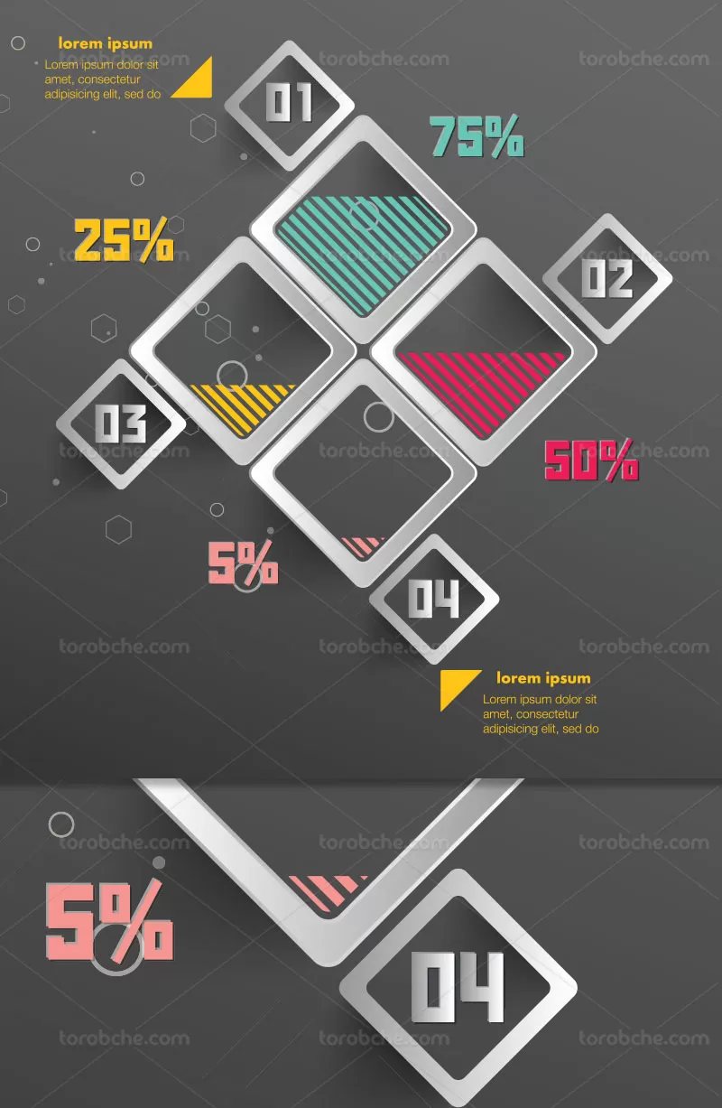 وکتور اینفوگرافیک خلاقانه 4 قسمتی | گرافیک با طعم تربچه