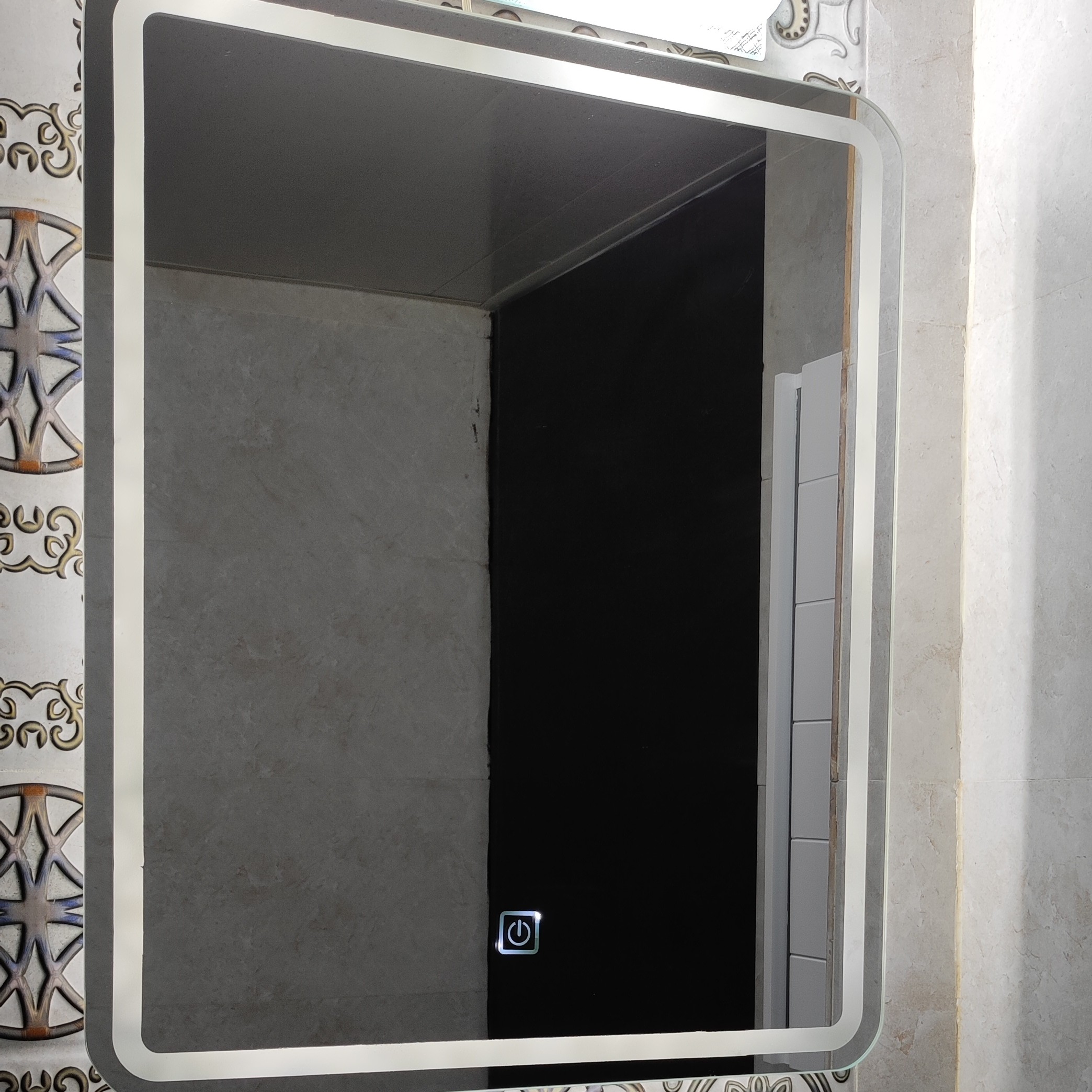 ایینه بک لایت سنسور لمسی سندبلاست  طرح خطی کد(009)