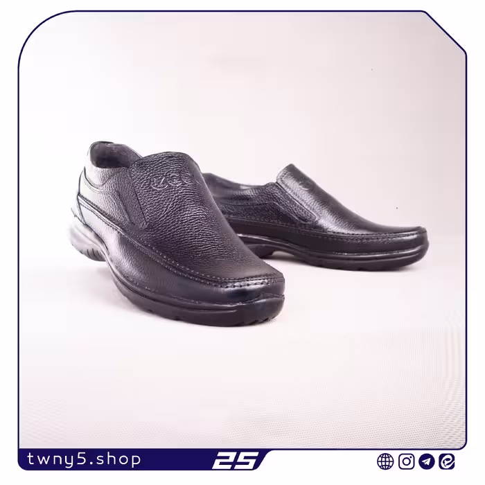 کفش چرم دور دوخت مدل اکو کشی رنگ مشکی سایز 41 الی 44