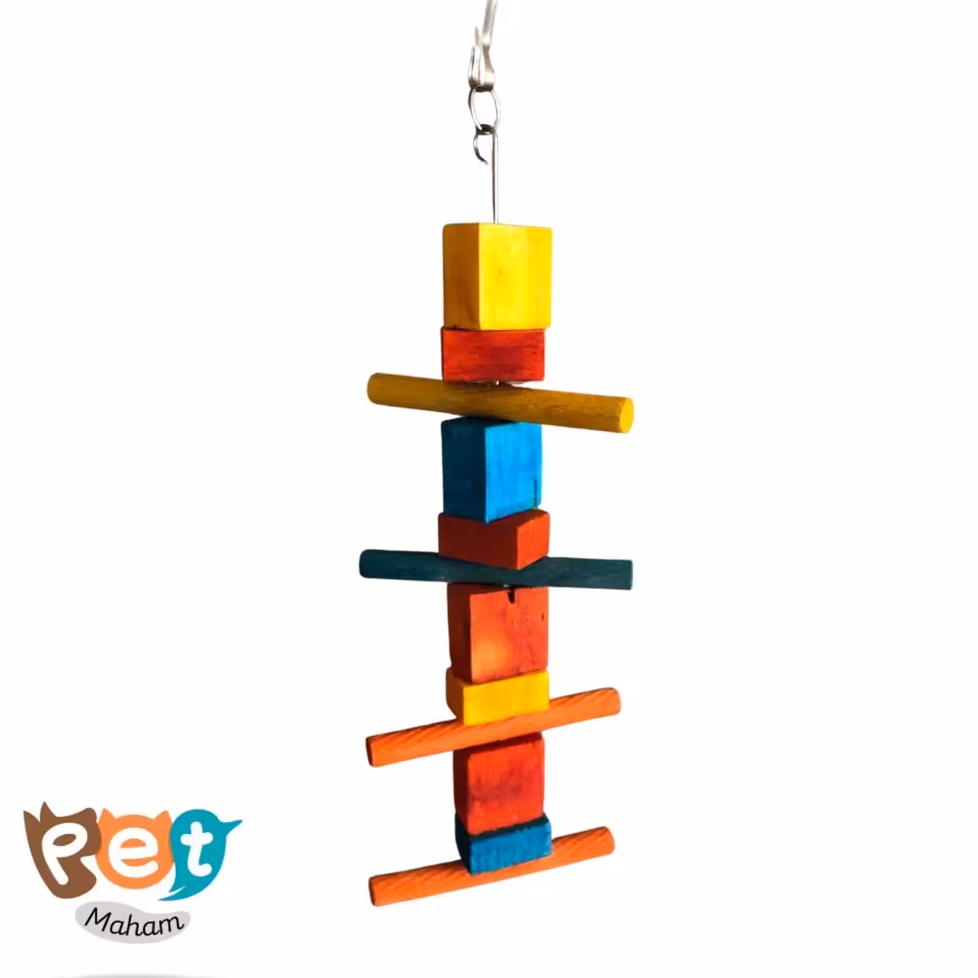 اسباب بازی پرنده مدل ریسه ایی چوبی با رنگ خوراکی