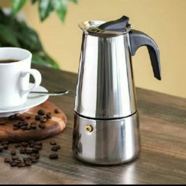 موکاپ (اسپرسو ساز و قهوه جوش)شش کاپ تمام استیل روگازی (ارسال رایگان)