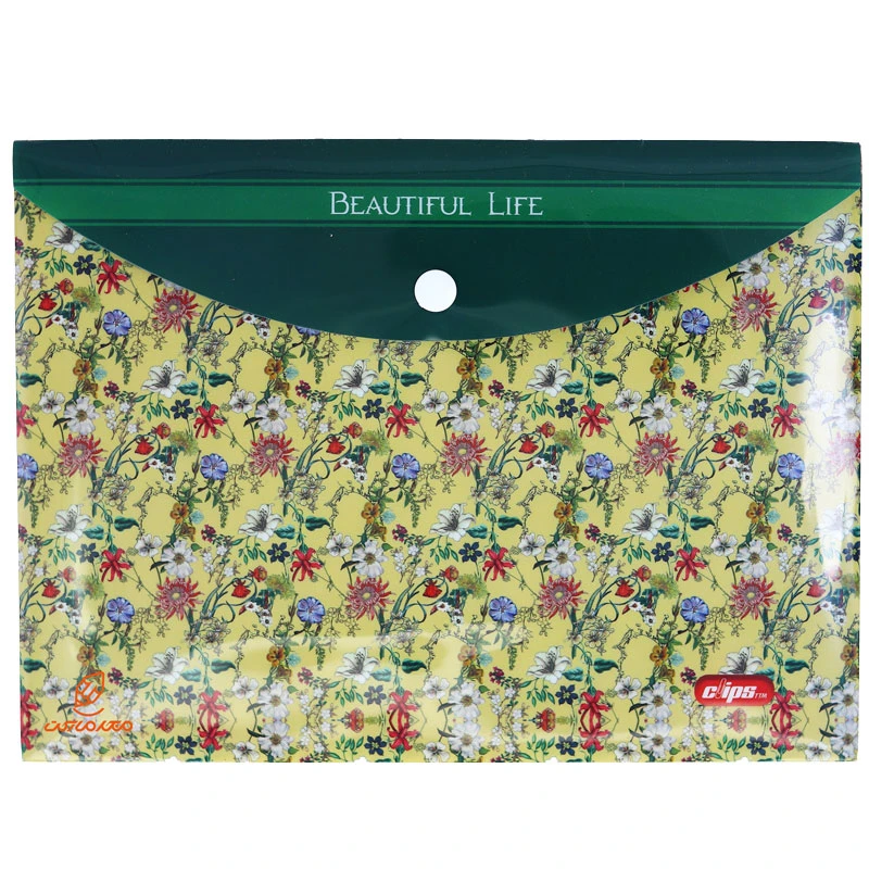 پوشه دکمه دار A5 طرح گل دار زمینه کرم 152 کلیپس