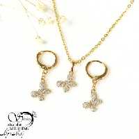 نیمست آویز پروانه ژوپینگ تمام نگین کد 10321