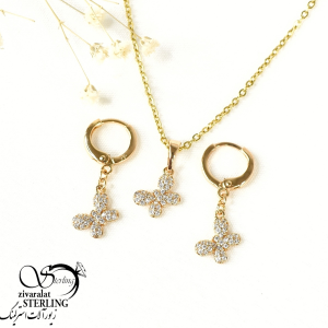 نیمست آویز پروانه ژوپینگ تمام نگین کد 10321