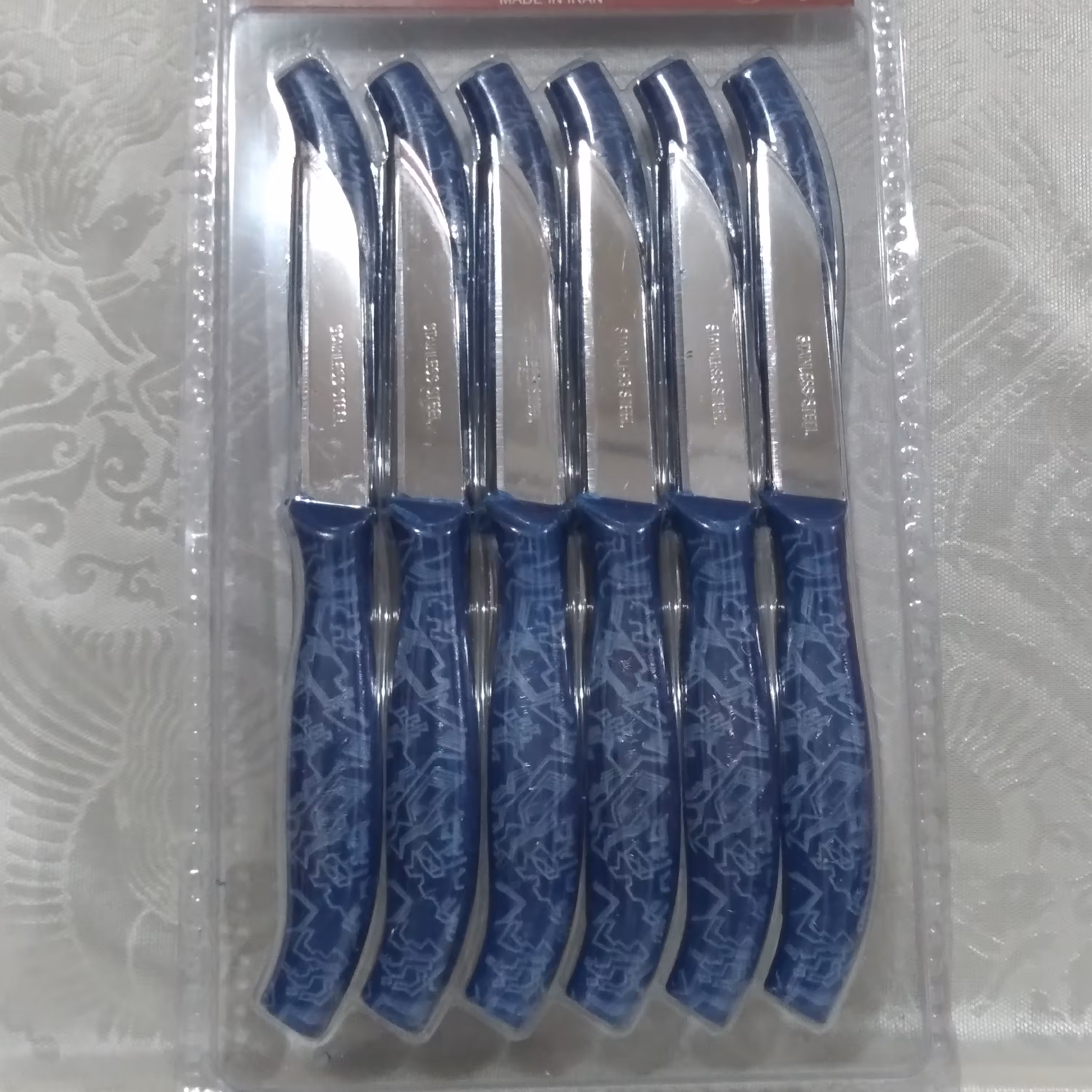 کارد استیل 12 عددی آبی رنگ