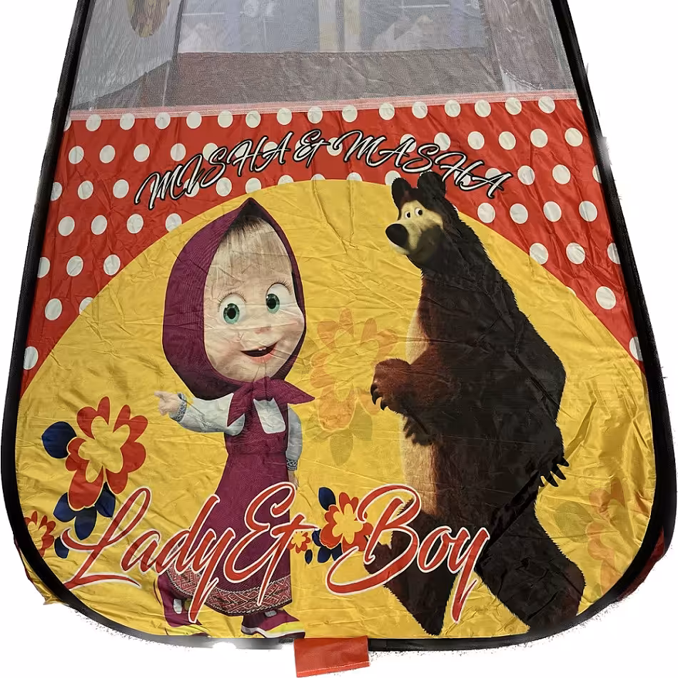 چادربازی کودک طرح  آشا و میشا رنگ قرمز سیسمونی کادو شال روسری مانتو کفش کد 1