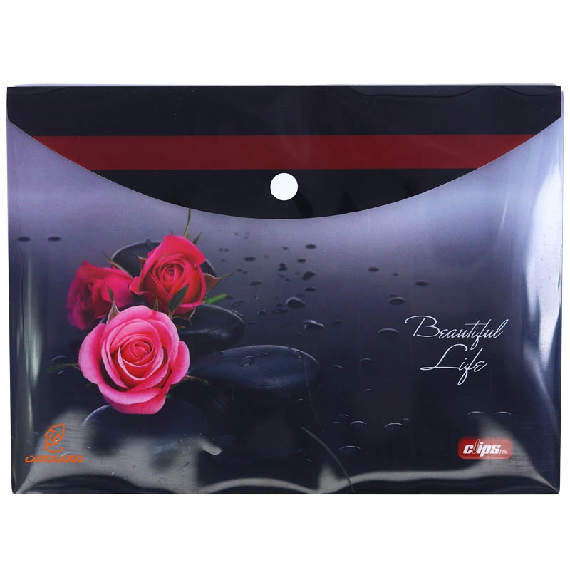 پوشه دکمه دار A5 طرح گل سرخ 152 کلیپس