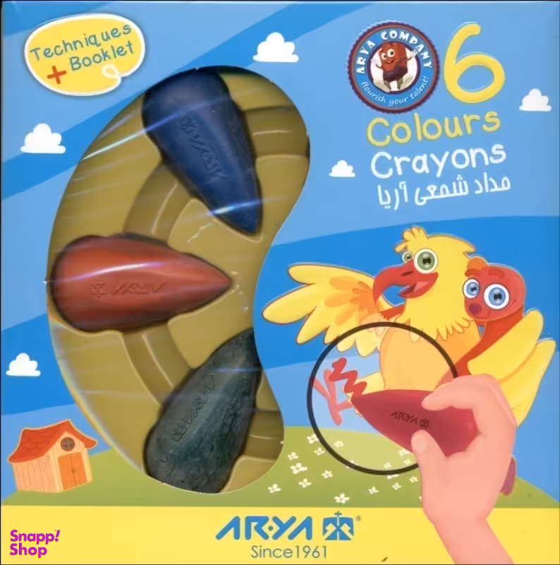 مداد شمعی آریا (Arya) مدل دوکی کد 2054 بسته 6 رنگ