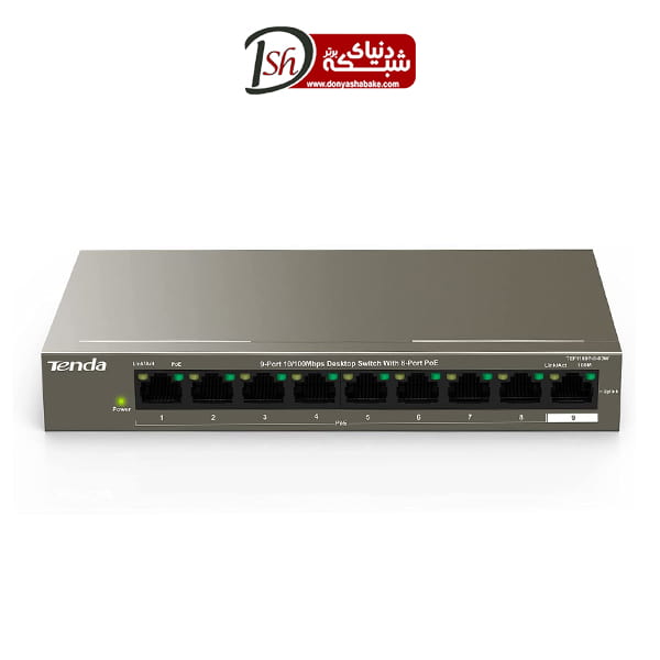 سوییچ 9 پورت POE تندا مدل TEF1109P-8-63w - دنیای شبکه برتر