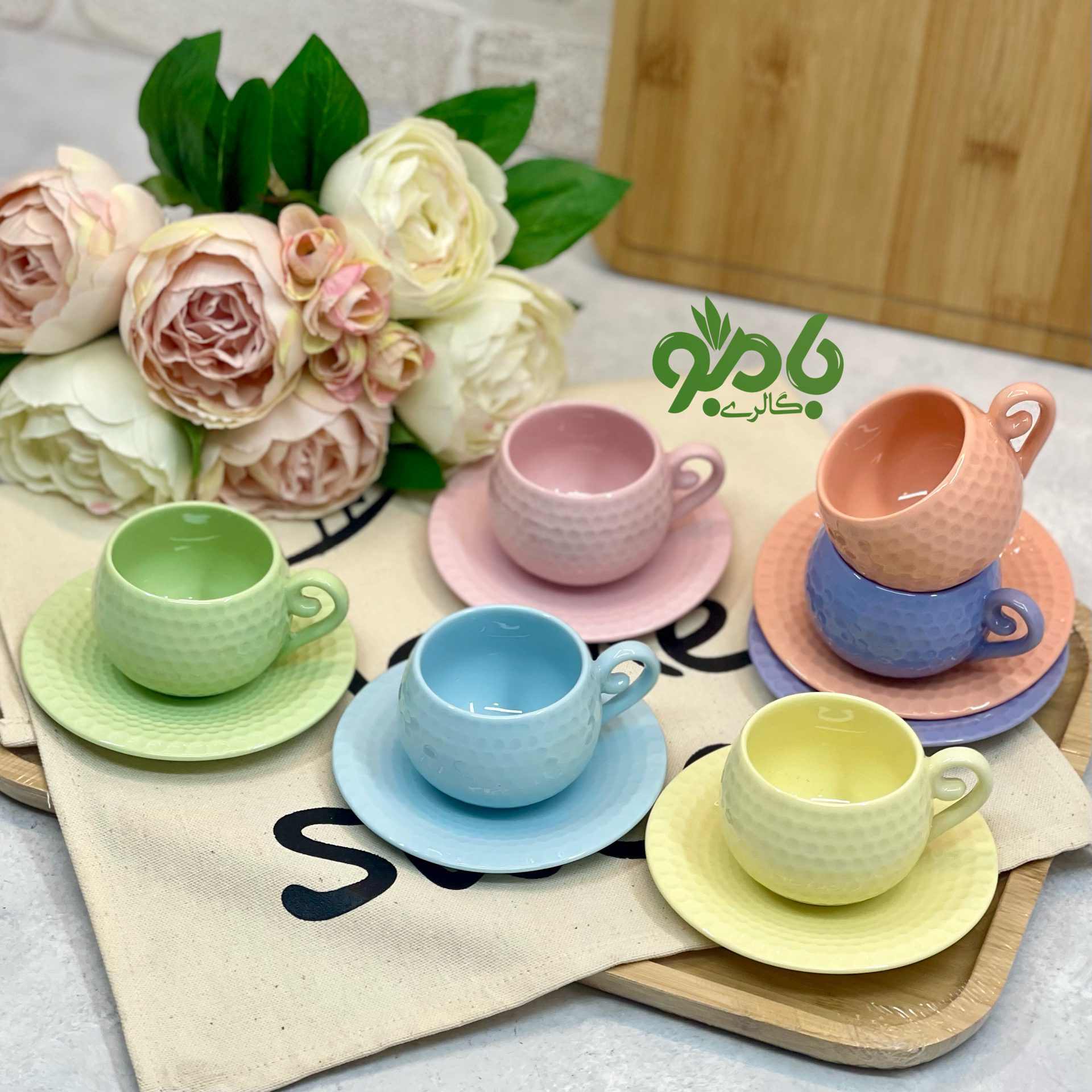 فنجان قهوه خوری سرامیک رنگی توپی