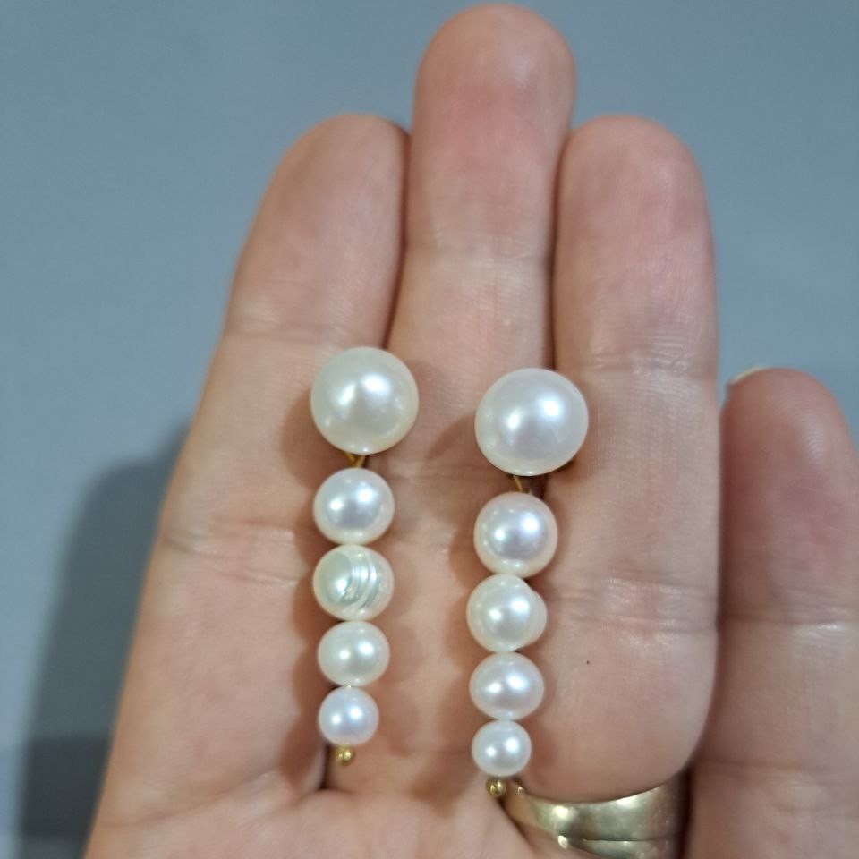 گوشواره لپه ای آویز مروارید پرورشی با سایز های مختلف