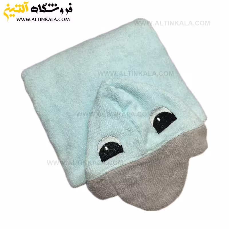 حوله پالتویی کودک سلین طرح اردک فیروزه ای-طوسی سایز 10-11