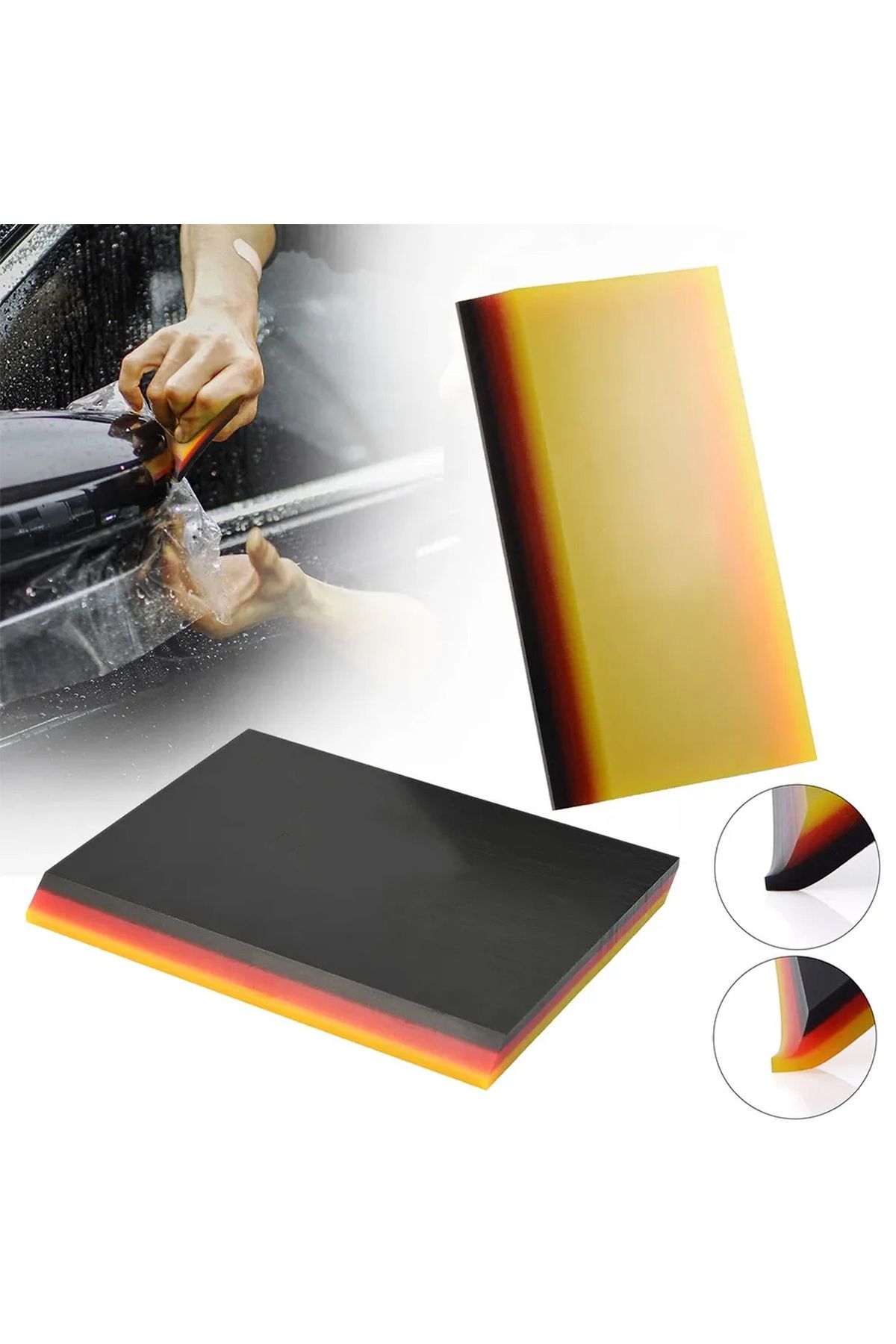 فیلم دودی شیشه خودرو قرمز PPF TPH سیلیکون مستطیل شکل RAGLE GLASS APPLICATION APPLICAL YELLOW مشکی SortGarage