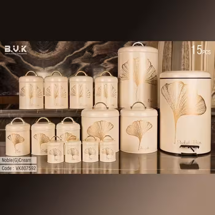 سرویس آشپزخانه BVK بی وی کی رنگ کرم طلاکوب