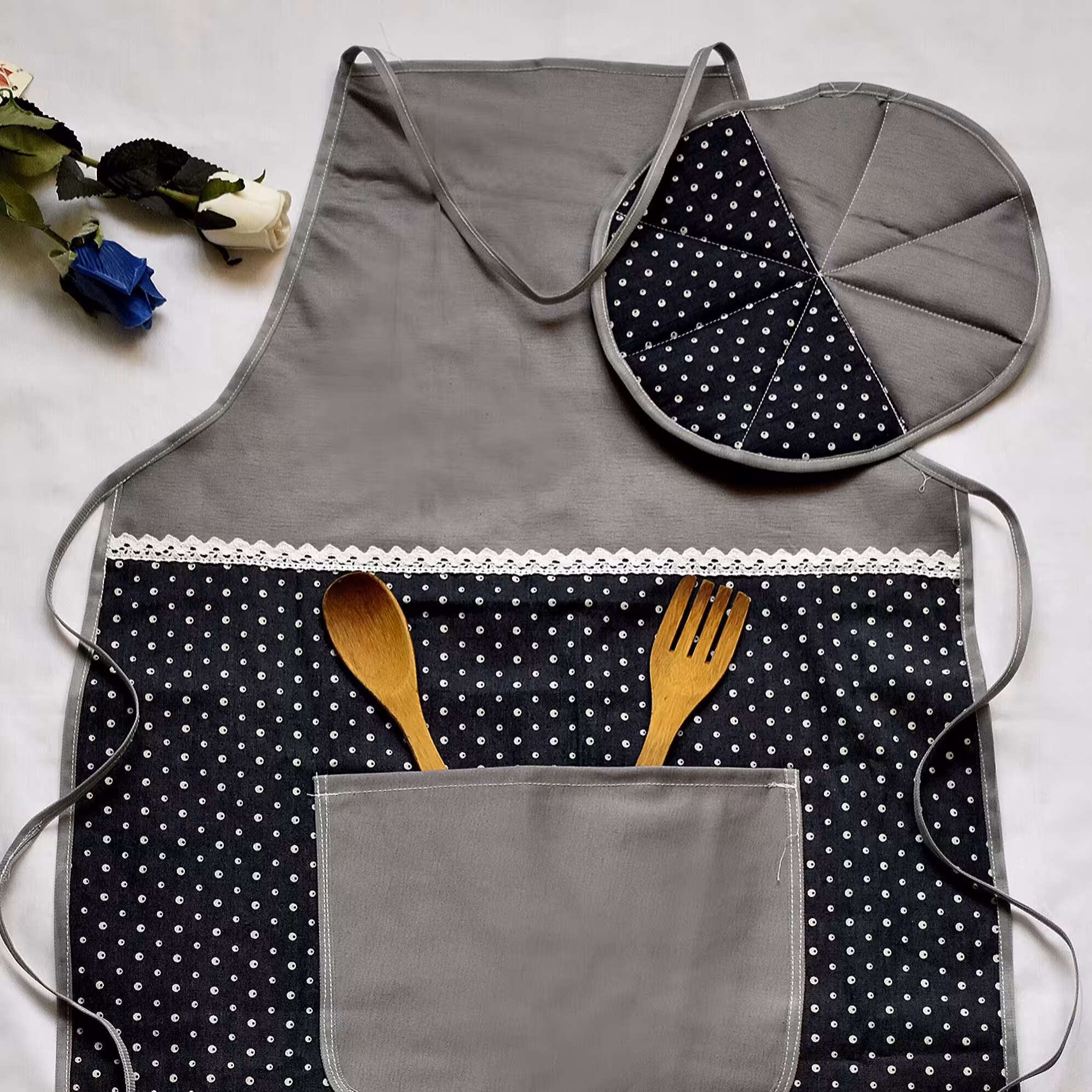 پیشبند و زیرقابلمه ای کتان نخ