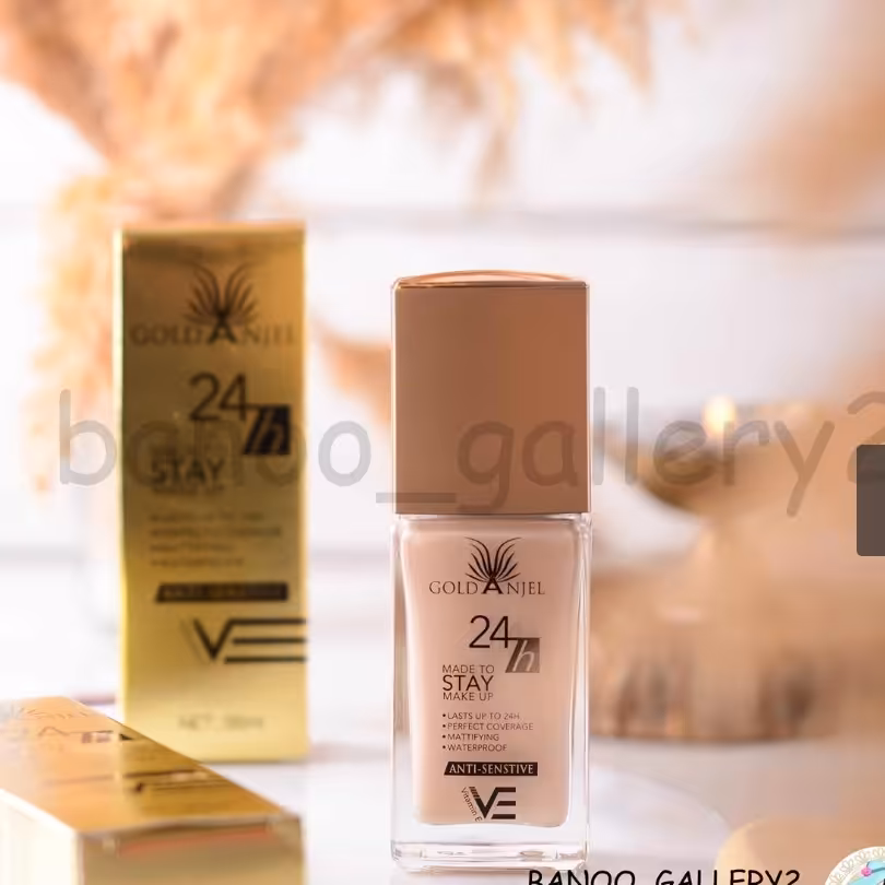 کرم پودر گلد آنجل شیشه ای 24 ساعته ضد آب حاوی ویتامین E 