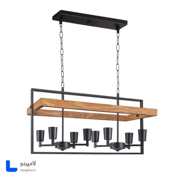 چراغ آویز هشت شعله چوب فلز مدل BAM-1038