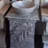 روشویی سنگی مدل پرین ابزار خورده سنگ طبیعی مرمریت طوسی ارسال به سراسر ایران دارای گارانتی