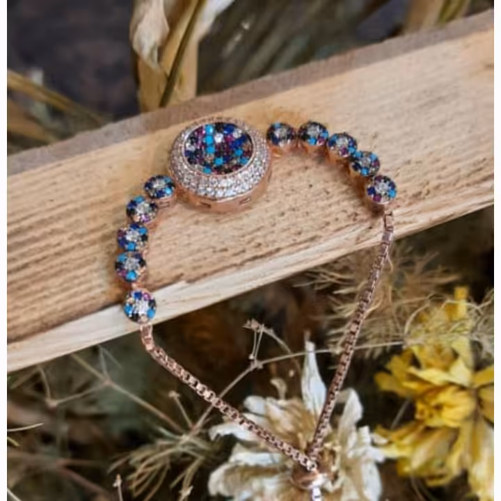 دستبند نقره آسانسوری رزگلد. تایلندی