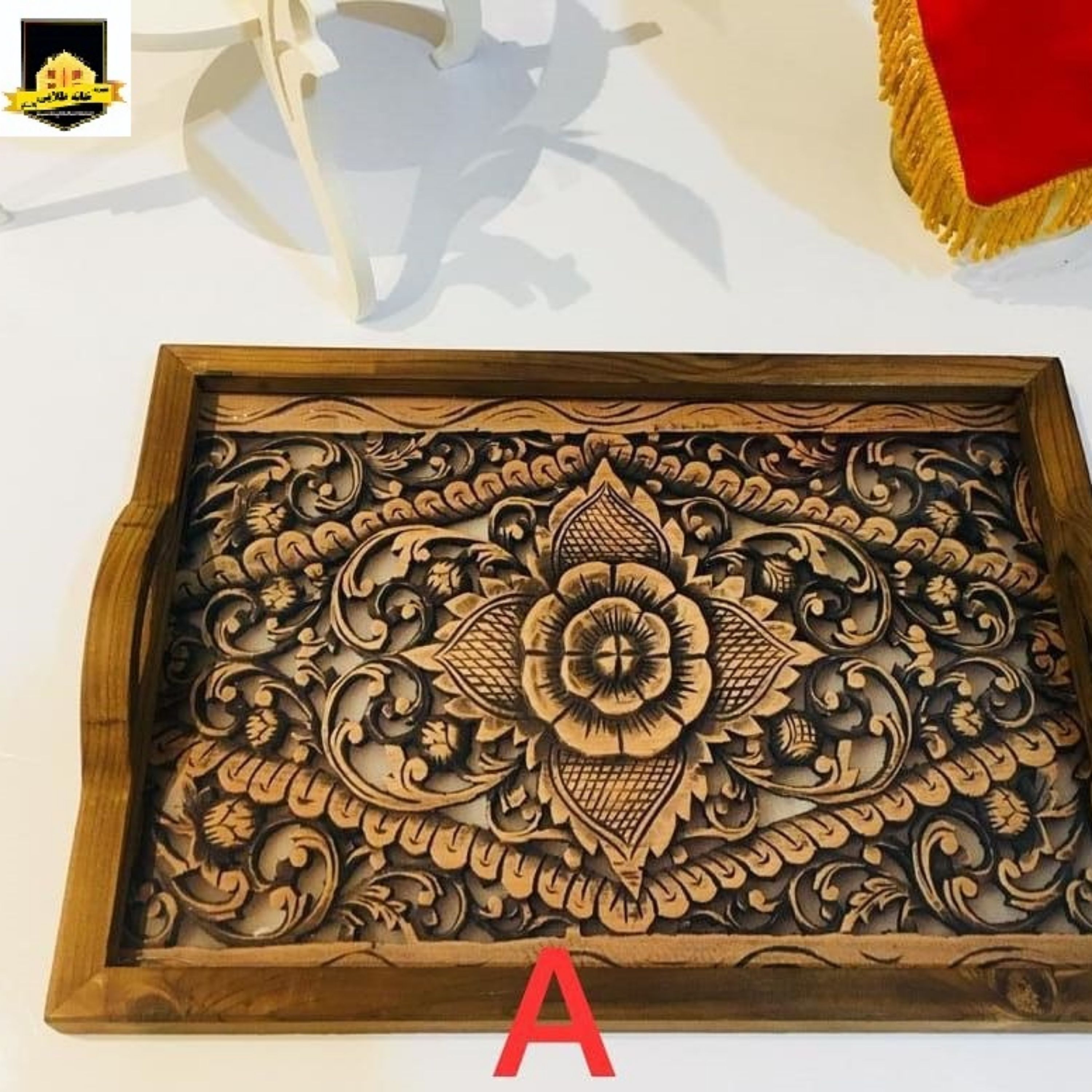 سینی چوبی ترمو ضد آب کف شیشه با عکس 3بعدی کوچک