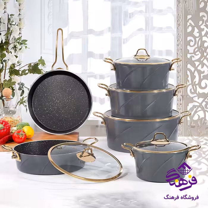 سرويس قابلمه پويان 11پارچه ماريا Eviz Plus طوسي