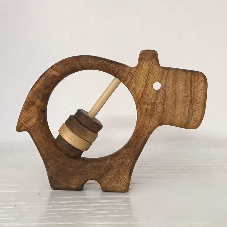  اسباب بازی جغجغه ای چوبی اسب آبی، اسباب بازی ، اسباب بازی جغجغه ای  چوبی ، دندان گیر ارگانیک ، دندان گیر چوبی 