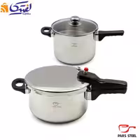 زودپز دوقلو پارس استیل 4.5 و 6 لیتری کف سه لایه درب پیرکس
