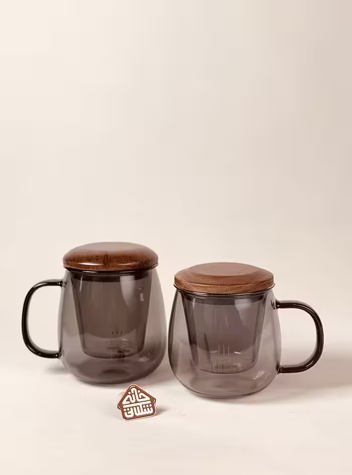 ماگ پیرکس دمنوش درب چوبی کد002466
