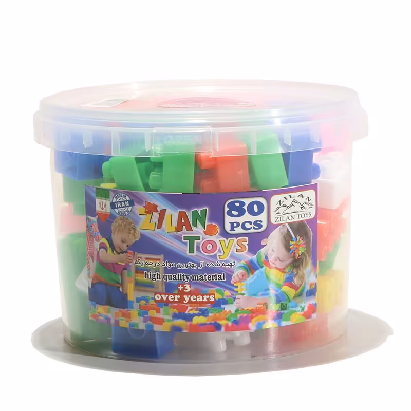 لگو خانه سازی سطلی-مکعب خانه سازی-80قطعه-آجر پلاستیکی-مکعب پلاستیکی