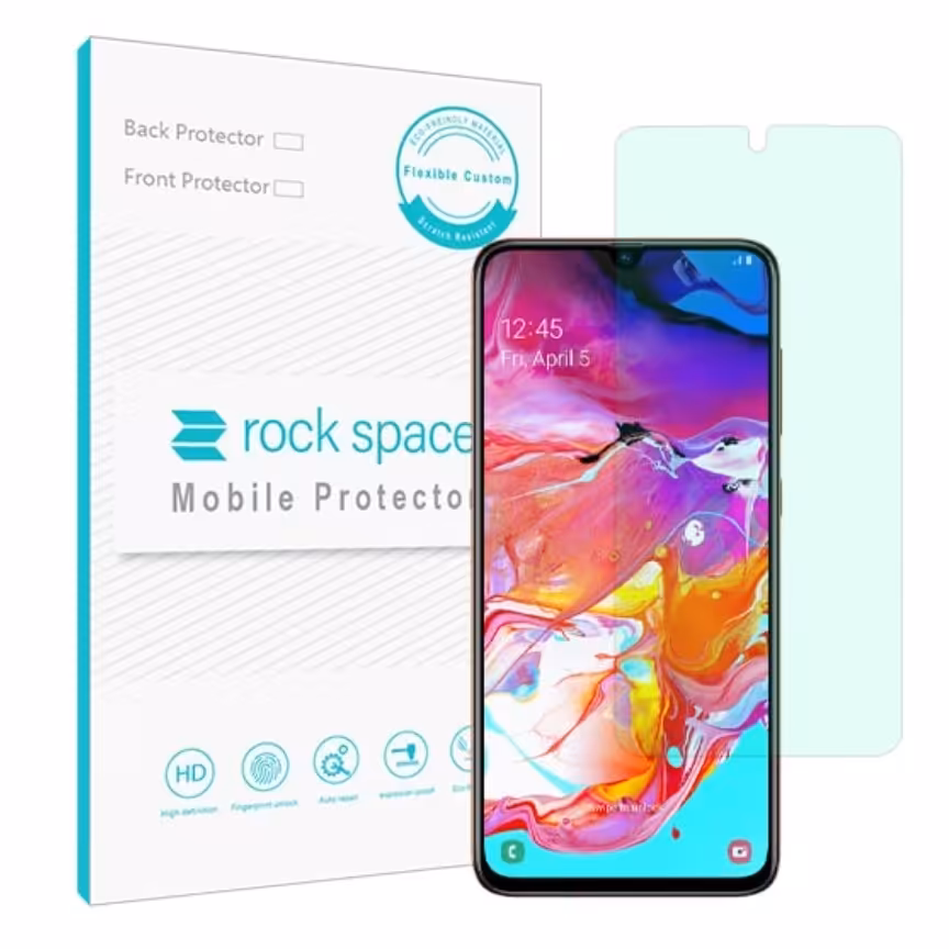 گلس سامسونگ A70 مدل نانو هیدروژل گرین لایت برند راک اسپیس