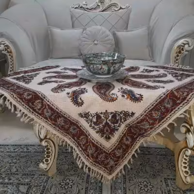رومیزی و سفره قلمکار اصلی اصفهان طرح بته جقه اندازه یک مز در یک متر