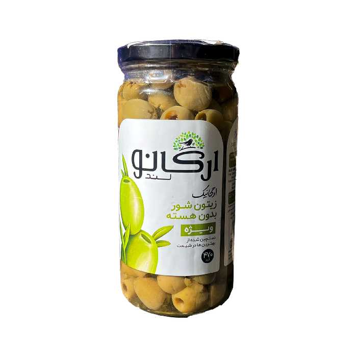 زیتون شور بی هسته ویژه شیشه470گرم ارگانو